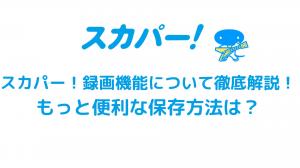 スカパー 録画機能について徹底解説 もっと便利な保存方法は