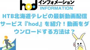 Introducing HTB Hokkaido TV's newest video streaming service, hod! How to download videos?