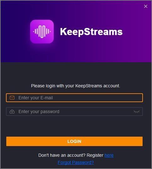 authenticate the KeepStreams.